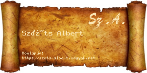 Szőts Albert névjegykártya